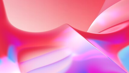 Abstract Geometric Red Pink Colorful Chromatic Gradient Silk Glossy Wavy Twisted Plane 3D Render Background