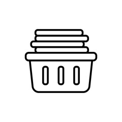 Clothing basket outline icons, laundry minimalist vector illustration ,simple transparent graphic element .Isolated on white background