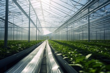 Greenhouse Farm Hydroponic Production Method Sustainable agriculture in a hydroponic farm in a greenhouse