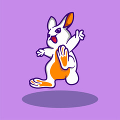 Happy jumping rabbit