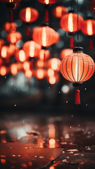 Chinese concept of red lantern decoration with a blurred glitter background.