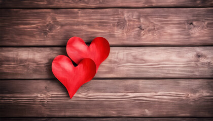 Valentines day background with two red hearts