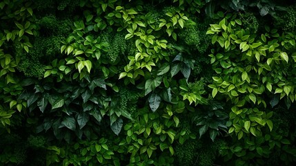 Obraz premium Herb wall, plant wall, natural green wallpaper and background. nature wall. Nature background of green forest