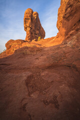 hiking in the garden of eden in arches national park, utah, usa