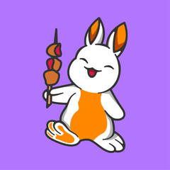 Rabbit eating happily