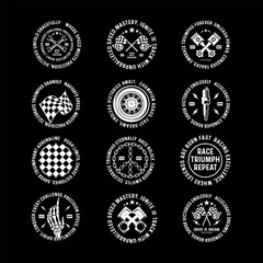 Motorcycle racing badges club emblems tshirt design Retro Racing Typography Graphics - obrazy, fototapety, plakaty