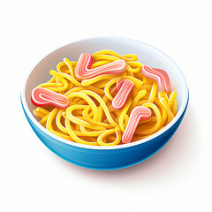 Pink and yellow noodles