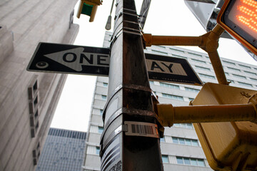 Lower manhattan 'one way' sign on 33 Thomas street