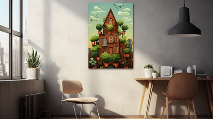 Urban farm on a roof poster with copy space