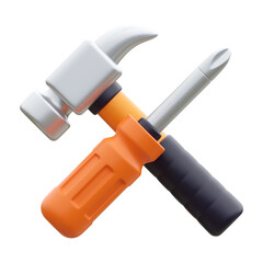 Fototapeta premium hammer and screw 3d render