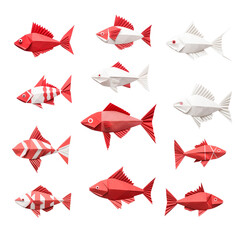 set of origami fish
