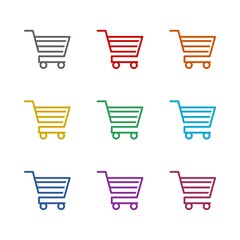  Shopping cart  icon isolated on white background. Set icons colorful