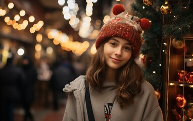 Festive Fashion Young Lady in Teenage Holiday Outfit