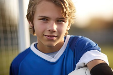 Portrait teenage soccer player
