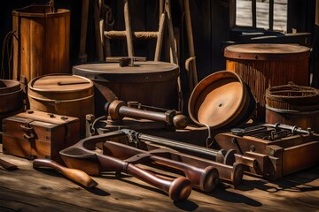 old objects on table