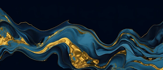 Blue Marble and gold abstract background vector. Marbling wallpaper design with natural luxury...