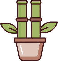 bamboo plant, icon colored outline