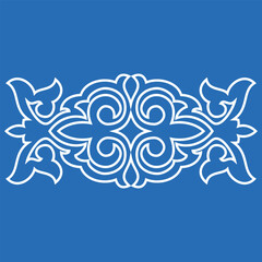 Vintage ornate linear ornaments in Kazakh traditional style. Asian floral designs. Abstract Asian elements of the national pattern of the ancient nomads of the Kyrgyz, Mongols, Kazakhs, Tatars.