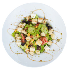 fresh caesar salad isolated top view 