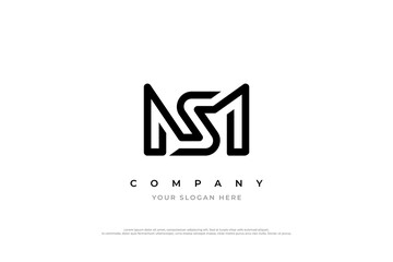 Initial Letter MS or SM Logo Design Vector