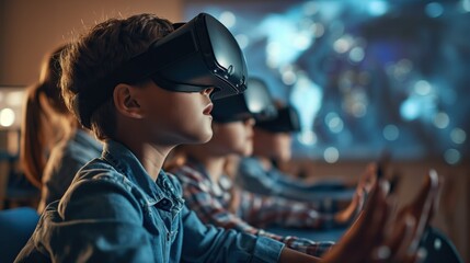 kids using VR technology and advanced tech