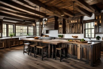 Rustic Farmhouse Kitchen with Distressed Wood Finishes