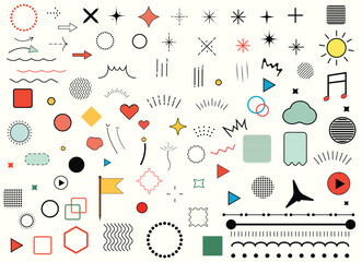 Decorative illustration set 2 Simple icon. Pattern hipster abstract vector illustration form geometric line shapes  treatment star glitter speech bubble line vector design © GD TAWHIDUL