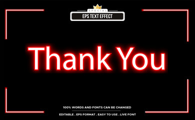 Text Effect Thank You Neon Red Editable