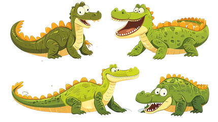 Fototapeta premium Cute Cartoon Crocodile Set