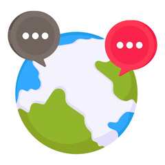 A colored design icon of global chatting 

