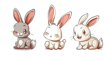 Rabbit Bunny Set Cartoon
