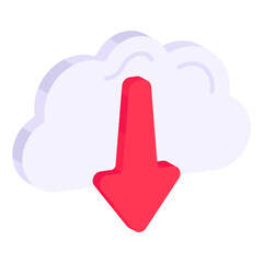 Conceptual flat design icon of cloud download


