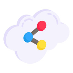 A flat design icon of share cloud

