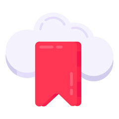 Conceptual flat design icon of cloud bookmark

