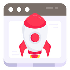 Conceptual flat design icon of web launch 

