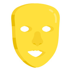   F False face mask in flat style. theater mask icon

