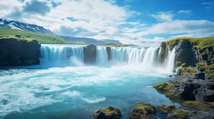 Fantastic summer view of Godafoss