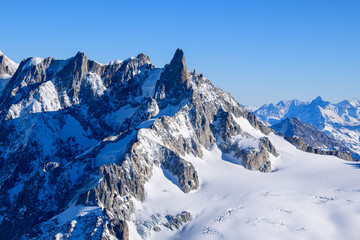 Fototapeta na wymiar Le Glacier du Géant in Europe, France, Rhone Alpes, Savoie, Alps, in winter on a sunny day.