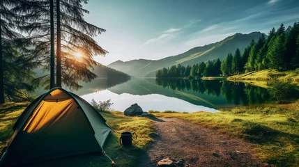 Poster camping in the mountains © Business Pics