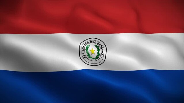 Paraguay flag waving animation, perfect loop, official colors, 4K video