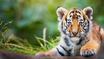 Tiger cub. Cute animal Baby Portrait .ai generated