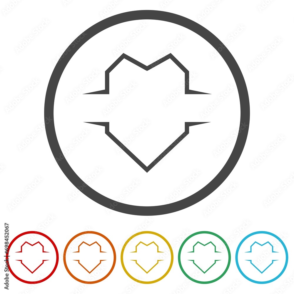 Poster shape of shield protection for logo design. set icons in color circle buttons