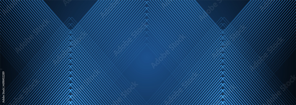 Poster dark 3d abstract modern background with blue glowing stripes. futuristic technology concept design f