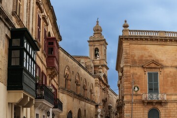 view of downtown Mdina and the belfry of the Carmellite Priory