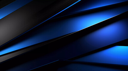 Blue and black abstract modern background with diagonal lines or stripes and a 3d effect. Metallic...