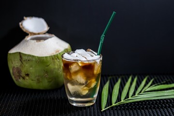 Coffee menu Americano with coconut ice,Special menu for summer season.