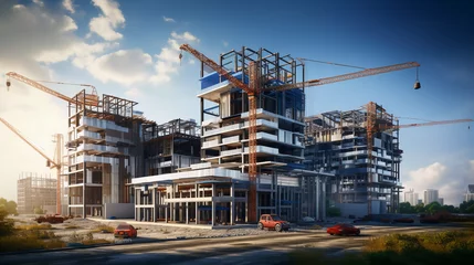 Foto op Plexiglas building under construction, industrial development, construction site engineering  © Business Pics