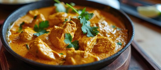 Creamy butter curry with chicken. - obrazy, fototapety, plakaty
