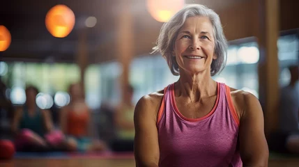Foto op Plexiglas portrait of senior woman in gym © carballo