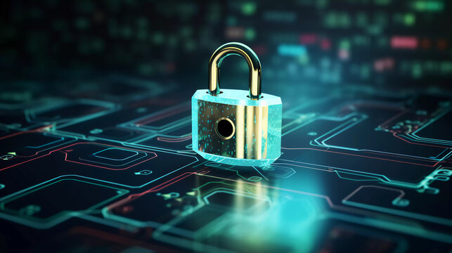 Data protection and cyber security on internet server network with secure login to protect privacy from attack. With Copy Space 